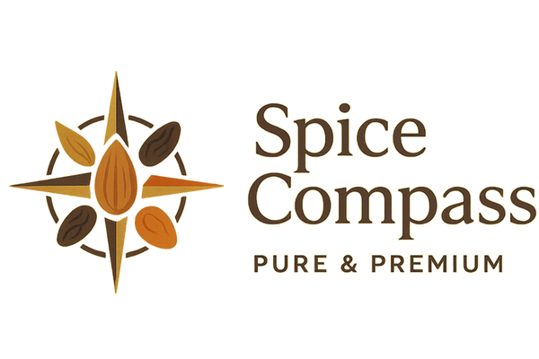 Modern minimalist Spice Compass logo with Pure & Premium tagline
